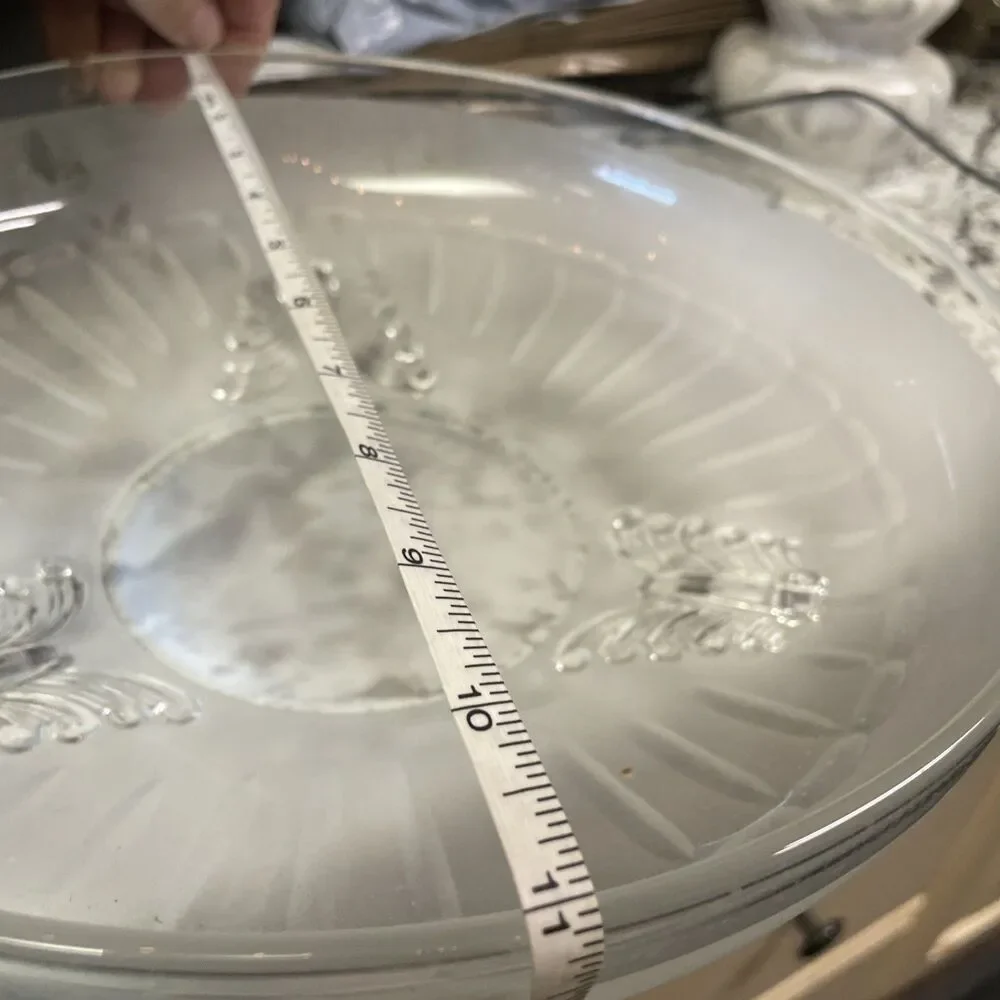 Vintage Footed Frosted Glass 11” Fruit Bowl